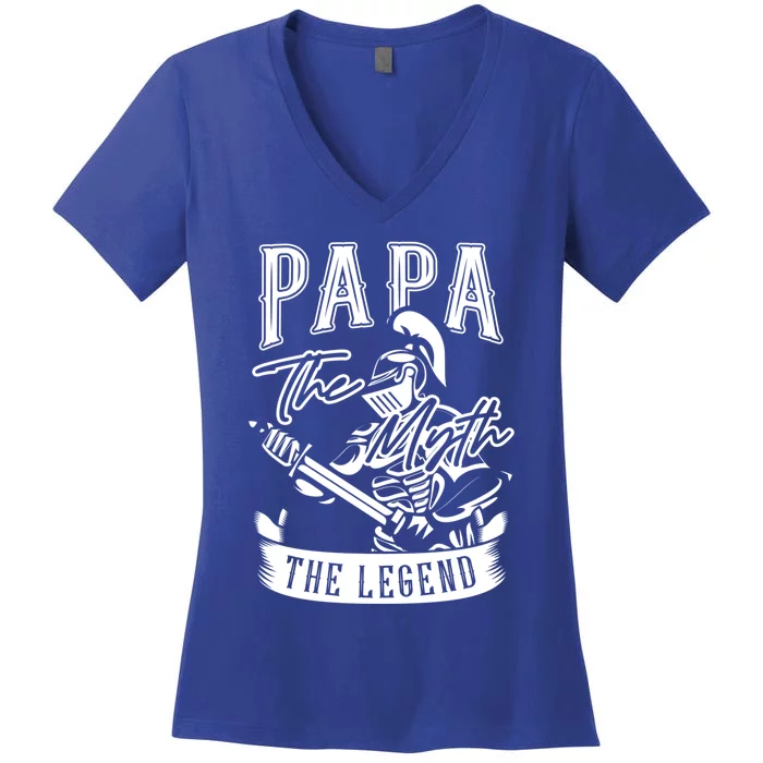 Papa Legend Myth Hero Father Dad Daddy Poppa Stepdad Grandpa Cool Gift Women's V-Neck T-Shirt