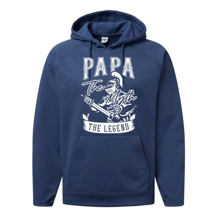 Papa Legend Myth Hero Father Dad Daddy Poppa Stepdad Grandpa Cool Gift Performance Fleece Hoodie