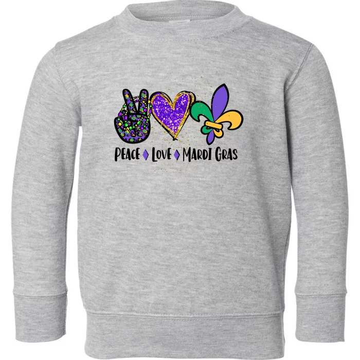 Peace Love Mardi Gras Toddler Sweatshirt