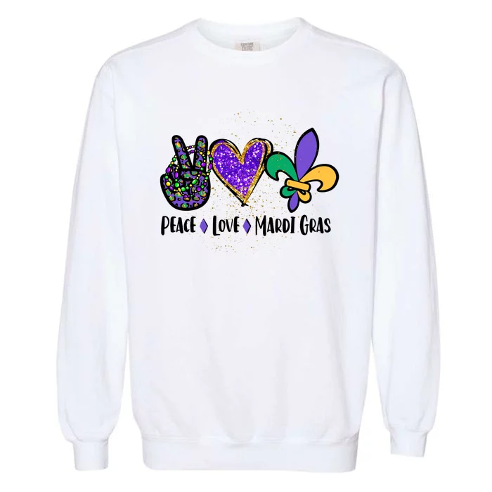 Peace Love Mardi Gras Garment-Dyed Sweatshirt