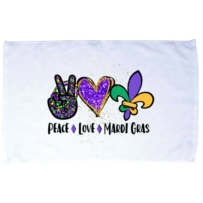 Peace Love Mardi Gras Microfiber Hand Towel