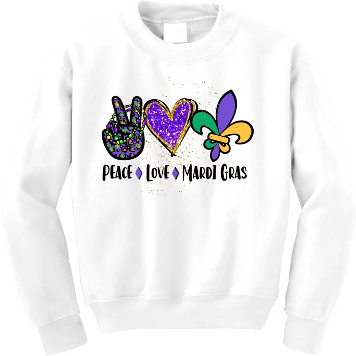 Peace Love Mardi Gras Kids Sweatshirt