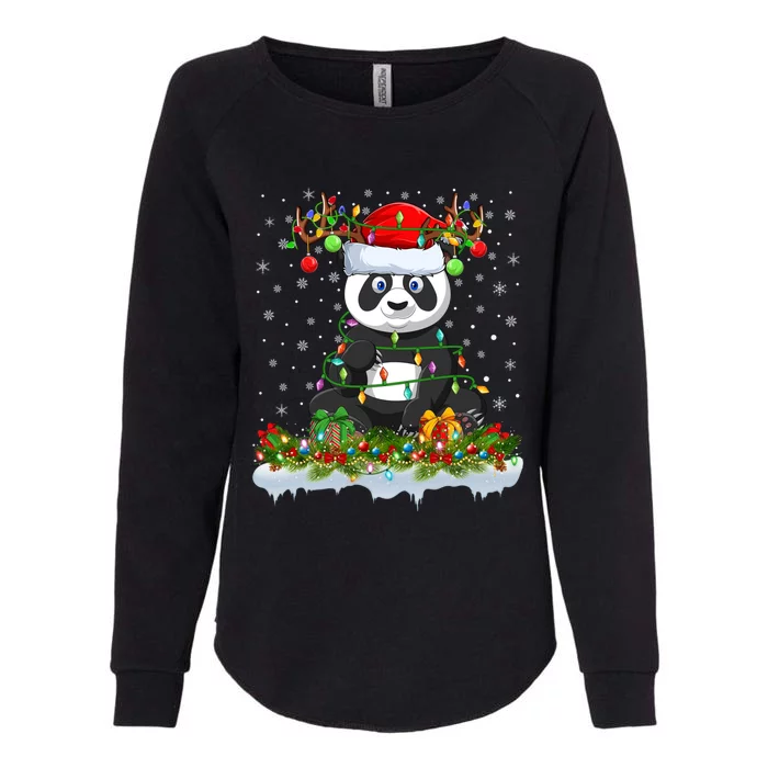 Panda Lover Matching Santa Lighting Panda Christmas Gift Womens California Wash Sweatshirt