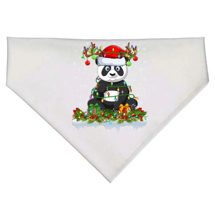 Panda Lover Matching Santa Lighting Panda Christmas Gift USA-Made Doggie Bandana