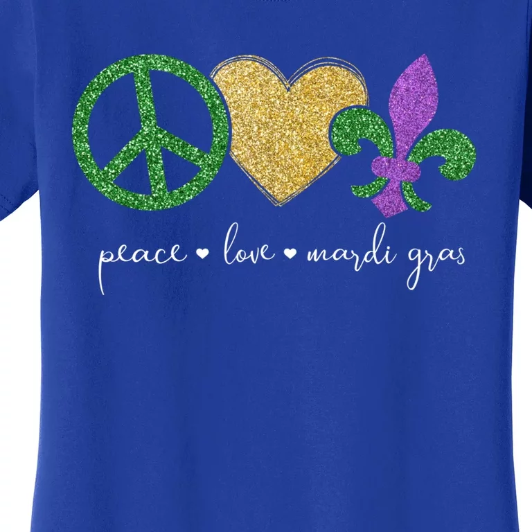 Peace Love Mardi Gras With Fleur De Lis In New Orleans Gift Women's T-Shirt