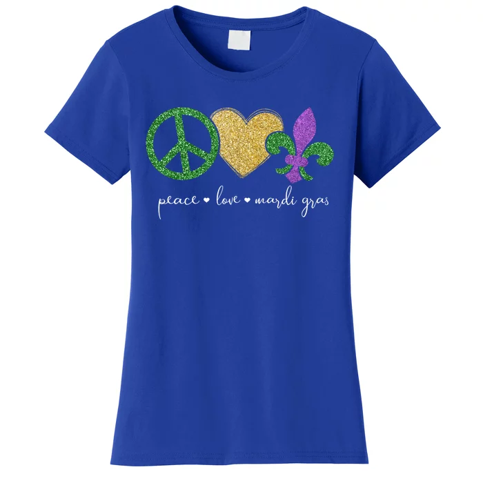 Peace Love Mardi Gras With Fleur De Lis In New Orleans Gift Women's T-Shirt