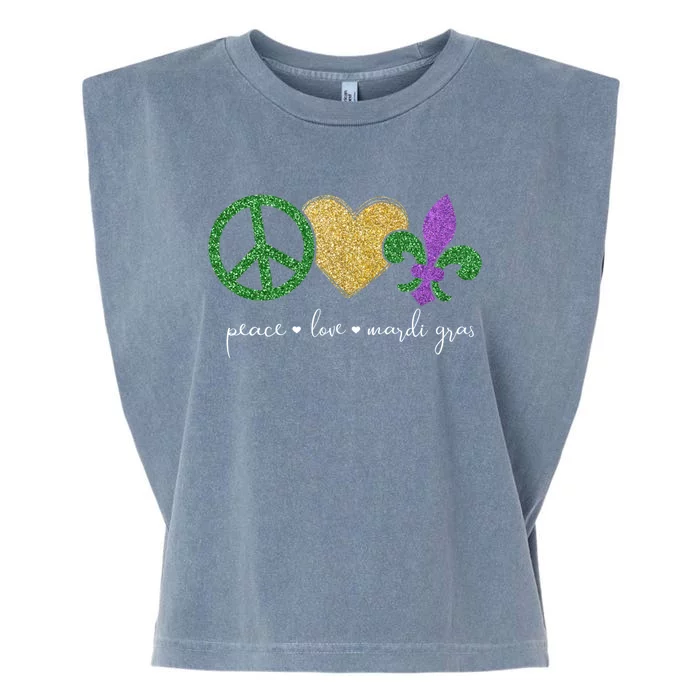 Peace Love Mardi Gras With Fleur De Lis In New Orleans Gift Garment-Dyed Women's Muscle Tee