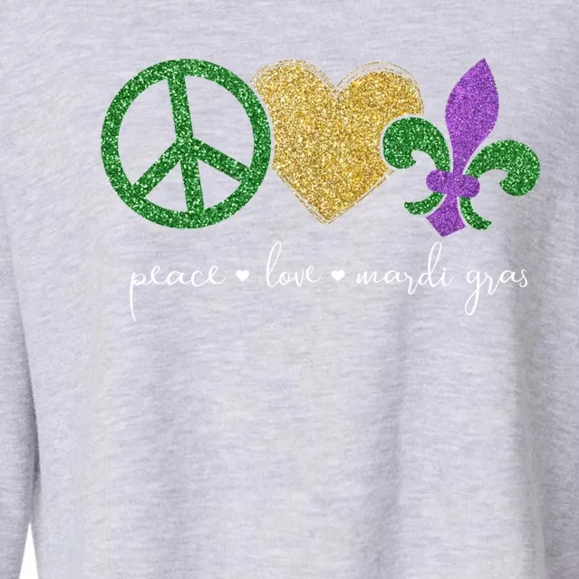 Peace Love Mardi Gras With Fleur De Lis In New Orleans Gift Cropped Pullover Crew