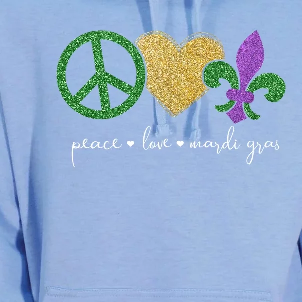 Peace Love Mardi Gras With Fleur De Lis In New Orleans Gift Unisex Surf Hoodie