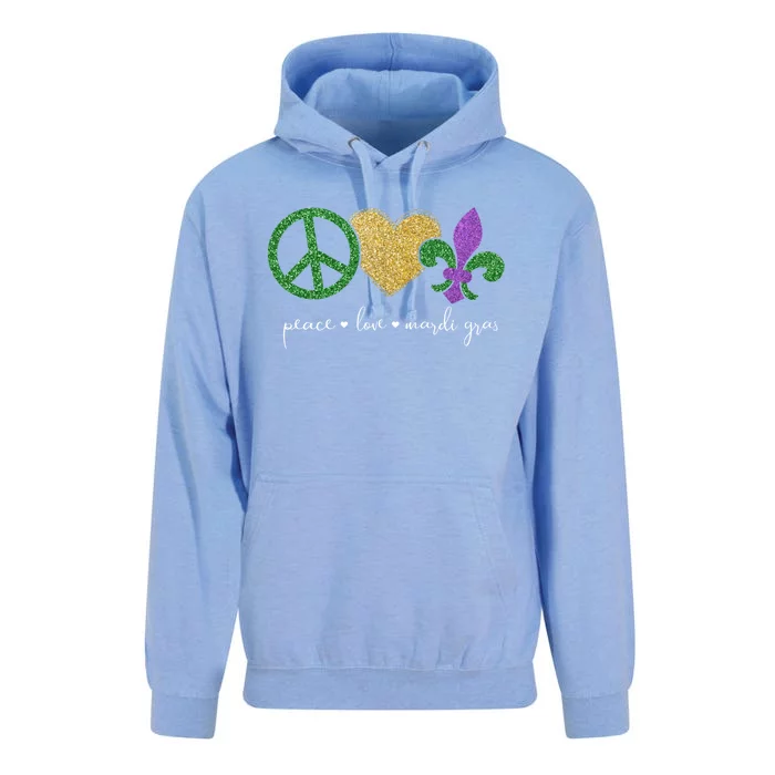 Peace Love Mardi Gras With Fleur De Lis In New Orleans Gift Unisex Surf Hoodie