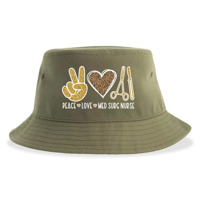 Peace Love Med Surg Nurse Medical Surgical Nursing Gift Sustainable Bucket Hat