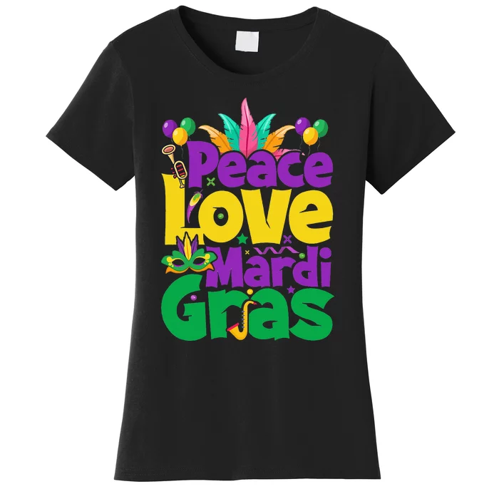 Peace love Mardi Gras funny festival Women's T-Shirt