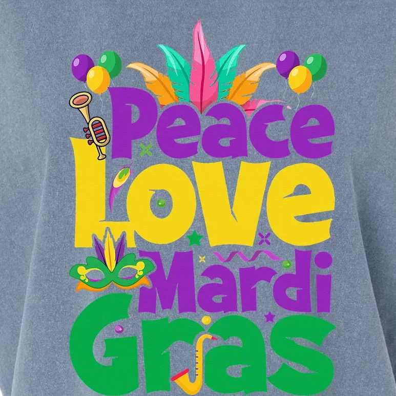 Peace love Mardi Gras funny festival Garment-Dyed Women's Muscle Tee