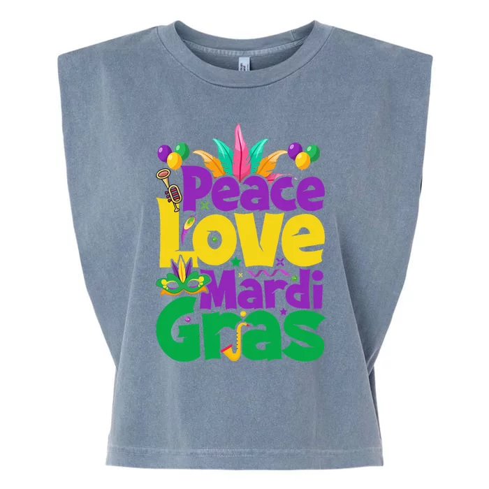 Peace love Mardi Gras funny festival Garment-Dyed Women's Muscle Tee