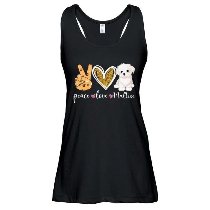 Peace Love Maltese Dog Fun Maltese Lover Dog Dad Dog Mom Ladies Essential Flowy Tank