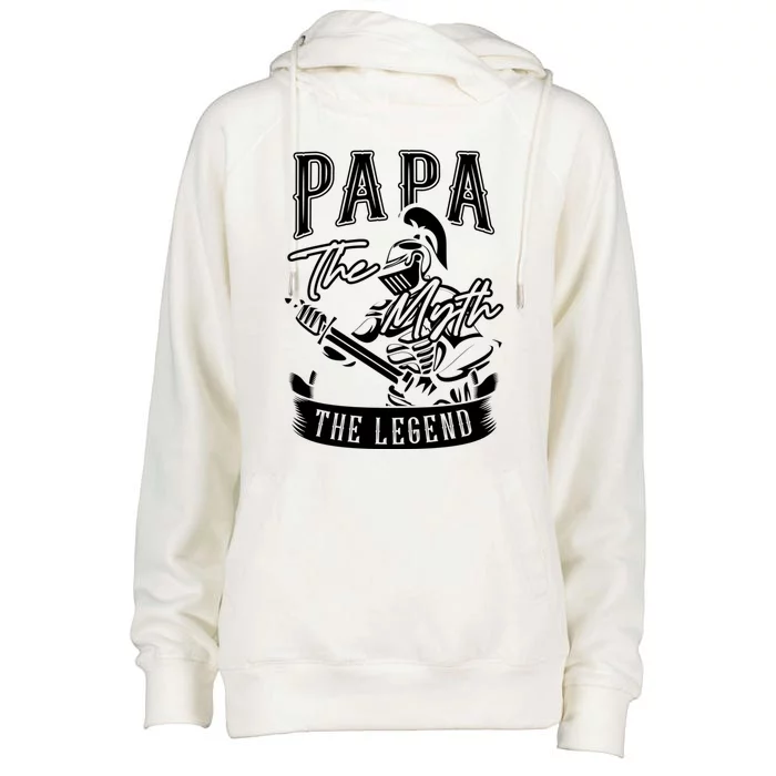 Papa Legend Myth Hero Father Dad Daddy Poppa Stepdad Grandpa Gift Womens Funnel Neck Pullover Hood