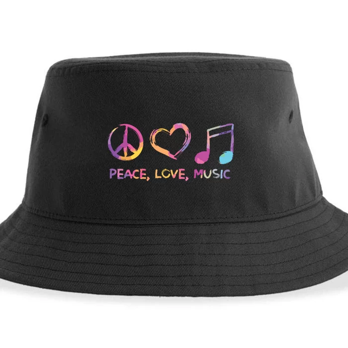 Peace Love Music Hippie Sustainable Bucket Hat