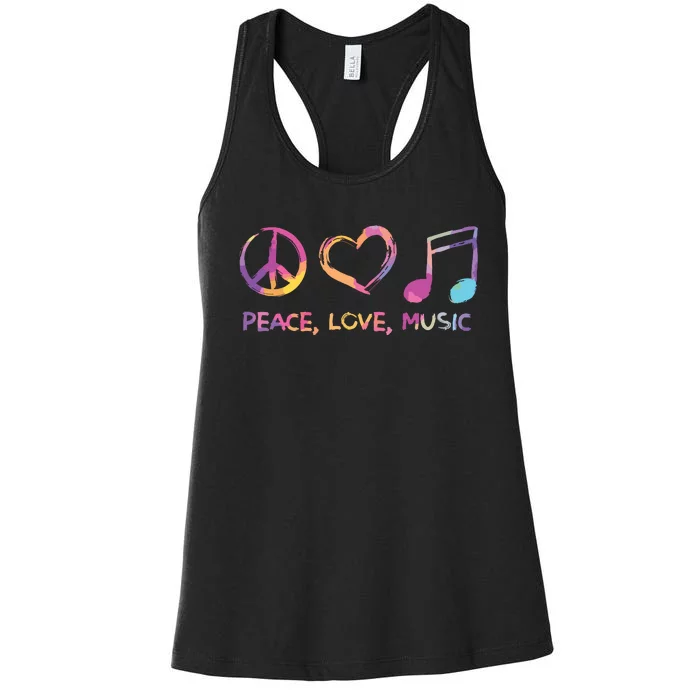 Peace Love Music Hippie Women's Racerback Tank