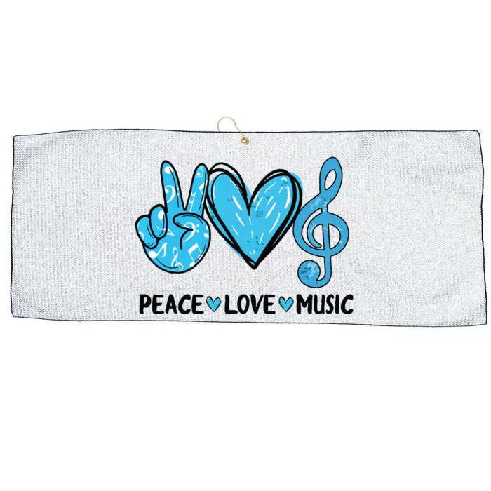 Peace Love Music Musica Note Cute Music Lovers Gifts Large Microfiber Waffle Golf Towel