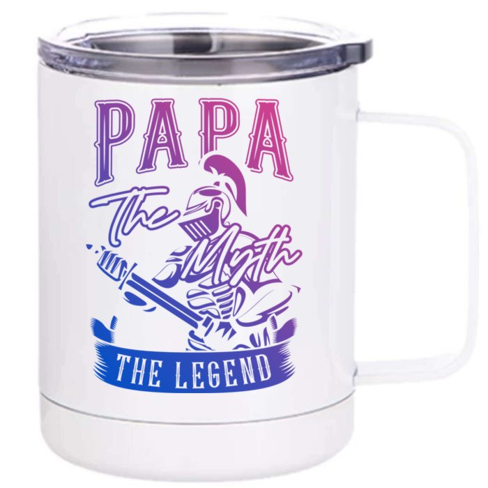 Papa Legend Myth Hero Father Dad Daddy Poppa Stepdad Grandpa Great Gift Front & Back 12oz Stainless Steel Tumbler Cup