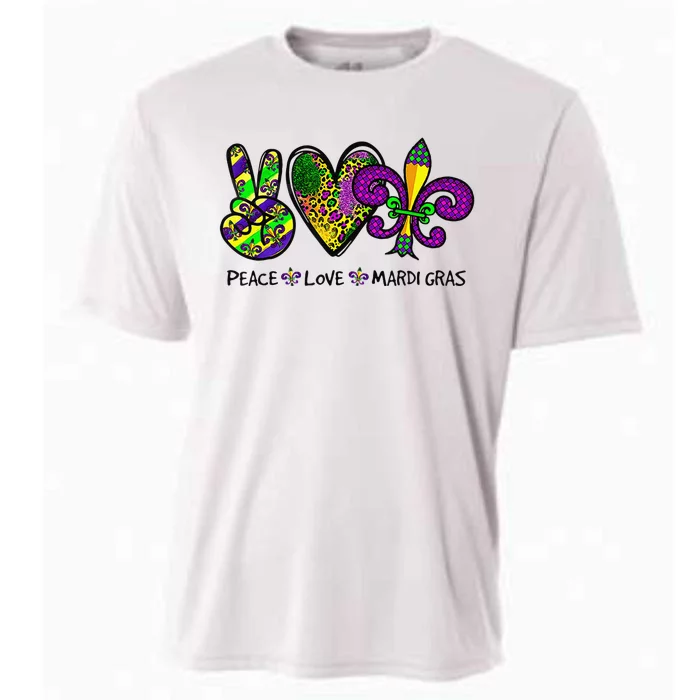 Peace Love Mardi Gras Carnival Funny Holiday Cooling Performance Crew T-Shirt