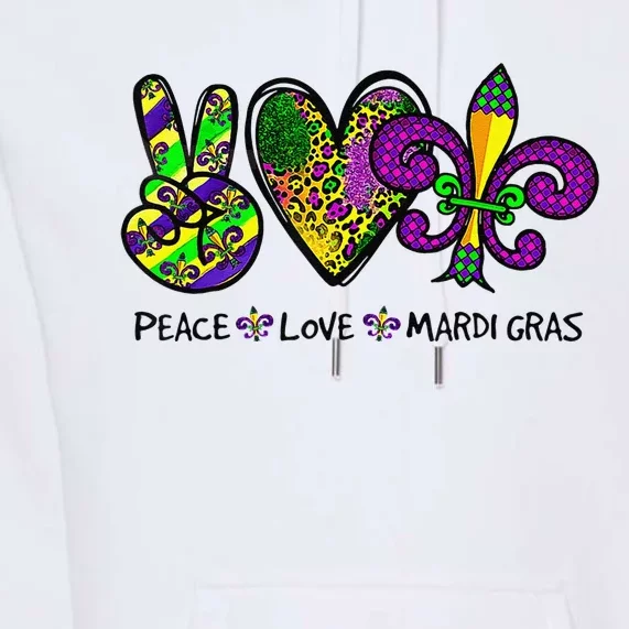 Peace Love Mardi Gras Carnival Funny Holiday Premium Hoodie