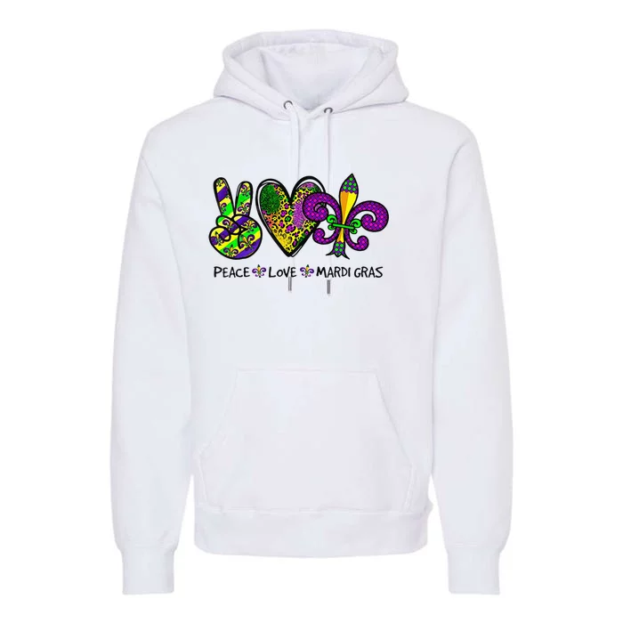 Peace Love Mardi Gras Carnival Funny Holiday Premium Hoodie