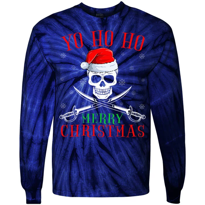 Pirate Lover Matching Santa Yo Ho Ho Pirate Merry Christmas Tie-Dye Long Sleeve Shirt