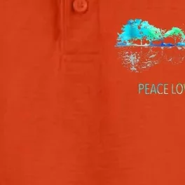 Peace Love Music Guitar Lake Shadow Hippie Dry Zone Grid Performance Polo