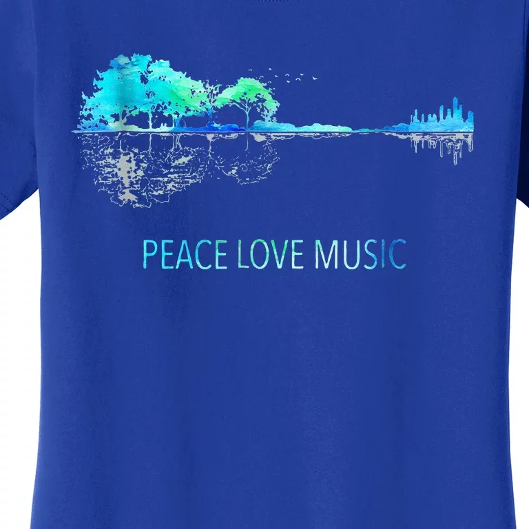 Peace Love Music Guitar Lake Shadow Hippie Women's T-Shirt