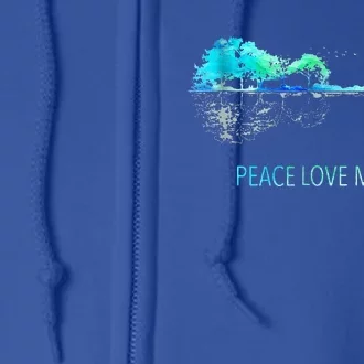 Peace Love Music Guitar Lake Shadow Hippie Full Zip Hoodie