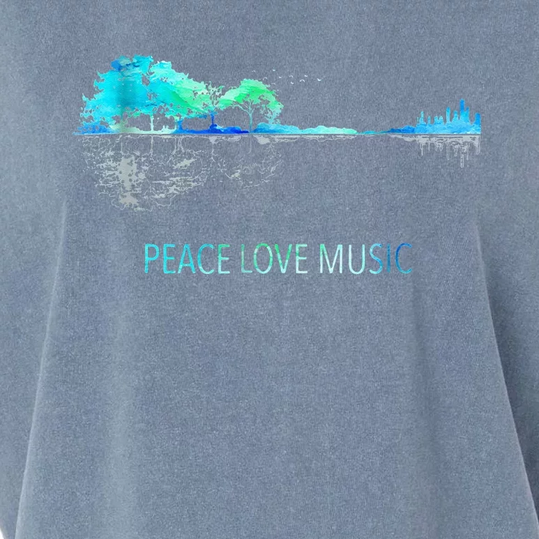 Peace Love Music Guitar Lake Shadow Hippie Garment-Dyed Women's Muscle Tee