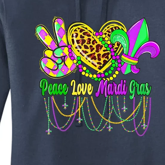 Peace Love Mardi Gras Beads Carnival Costume Parade Women's Pullover Hoodie