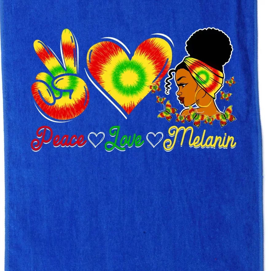 Peace Love Melanin Afro Black History Month Queen Juneteenth Funny Gift Platinum Collection Golf Towel