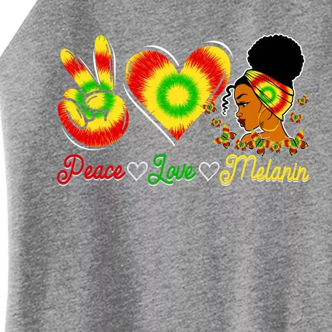 Peace Love Melanin Afro Black History Month Queen Juneteenth Funny Gift Women’s Perfect Tri Rocker Tank