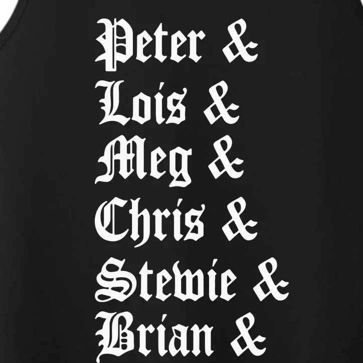 Peter Lois Meg Chris Stewie Brian Performance Tank