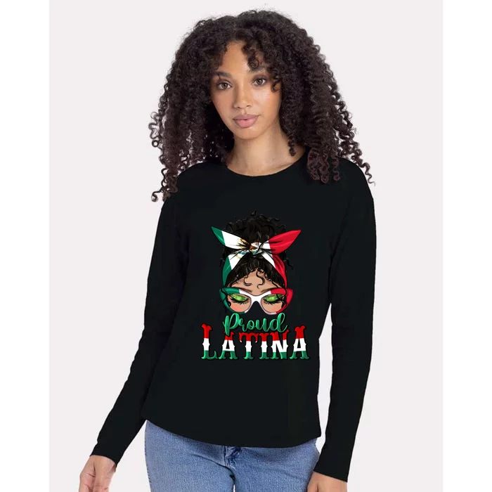 Proud Latina Messy Bun Mama Lady Mexican Cinco De Mayo Great Gift Womens Cotton Relaxed Long Sleeve T-Shirt