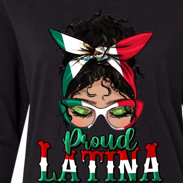 Proud Latina Messy Bun Mama Lady Mexican Cinco De Mayo Great Gift Womens Cotton Relaxed Long Sleeve T-Shirt