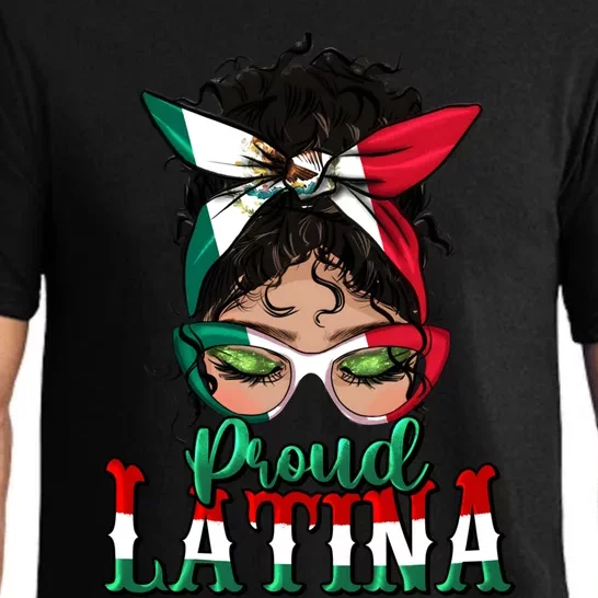 Proud Latina Messy Bun Mama Lady Mexican Cinco De Mayo Great Gift Pajama Set