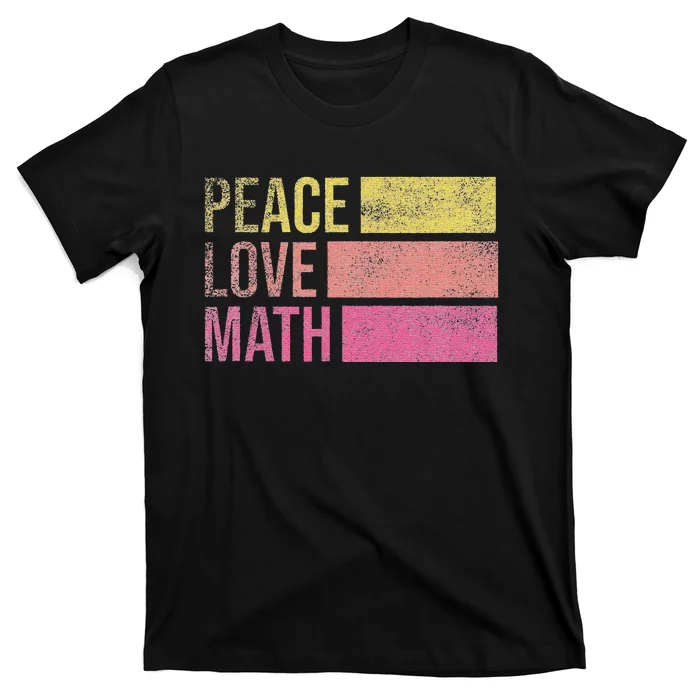 Peace Love Math Vintage Math Nerd Retro Funny Math Teacher T-Shirt