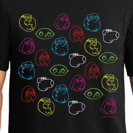 Peter Lois Meg Stewie Brian Chris Neon Faces Pajama Set