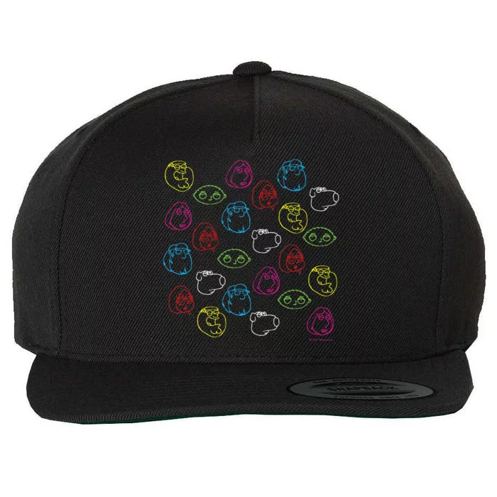 Peter Lois Meg Stewie Brian Chris Neon Faces Wool Snapback Cap