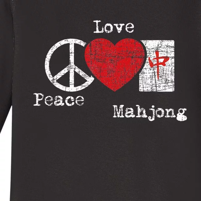 Peace Love Mahjong Gambling Casino Player Chinese Game Baby Long Sleeve Bodysuit