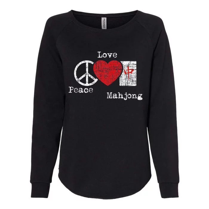 Peace Love Mahjong Gambling Casino Player Chinese Game Womens California Wash Sweatshirt