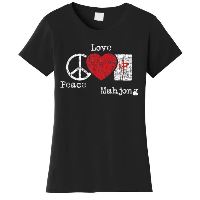 Peace Love Mahjong Gambling Casino Player Chinese Game Women's T-Shirt