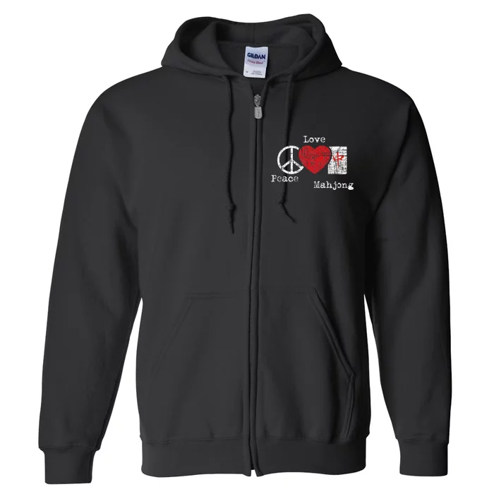 Peace Love Mahjong Gambling Casino Player Chinese Game Full Zip Hoodie