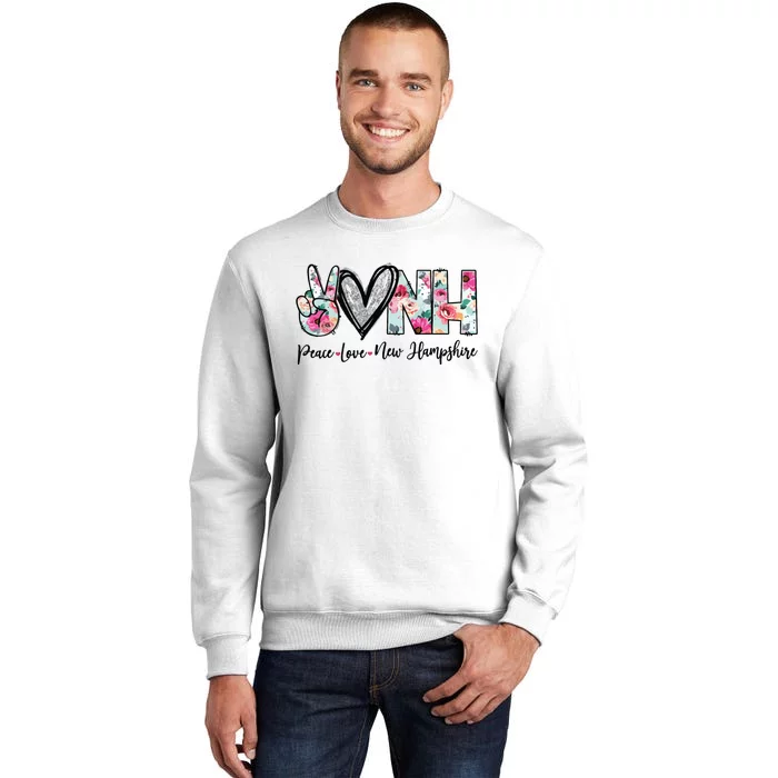 Peace Love New Hampshire Floral New Hampshire Lovers Sweatshirt