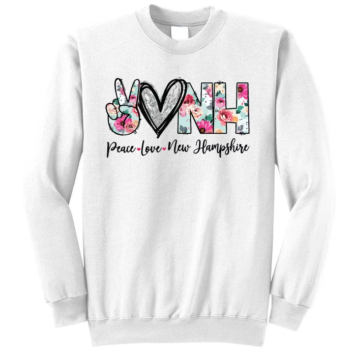 Peace Love New Hampshire Floral New Hampshire Lovers Sweatshirt