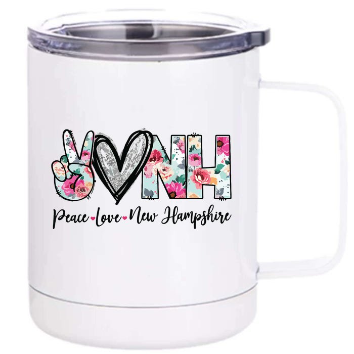 Peace Love New Hampshire Floral New Hampshire Lovers 12 oz Stainless Steel Tumbler Cup