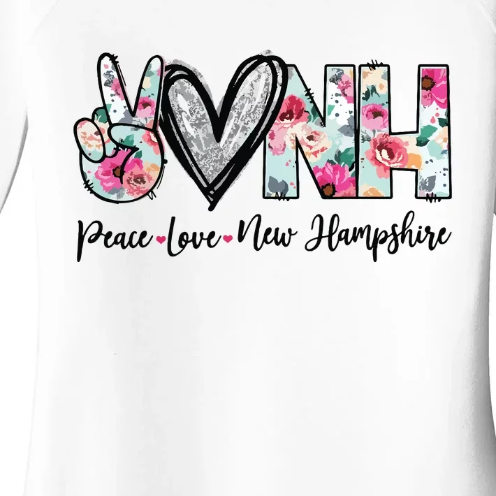 Peace Love New Hampshire Floral New Hampshire Lovers Women's Perfect Tri Tunic Long Sleeve Shirt